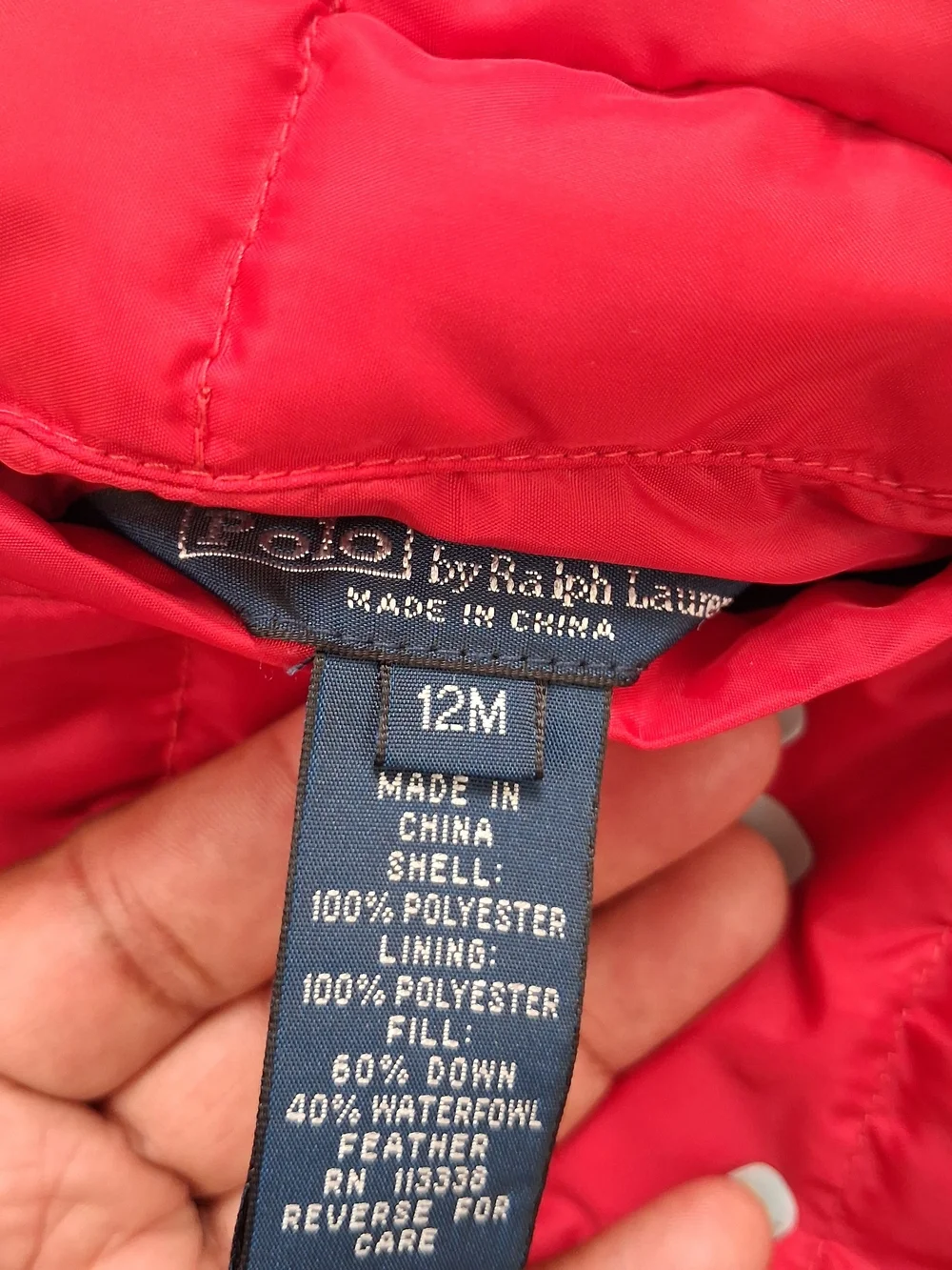 Polo Ralph Lauren Kids Reversible Puffer Vest Navy Blue Red Down Fill 12M